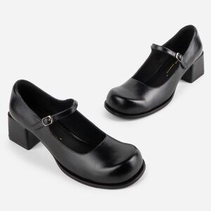 New Intentionally Blank x Free People Crozby Mary Jane 9 Black Leather Chunky